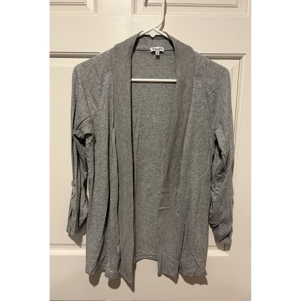 Splendid Womens Open Front Cardigan Light Gray Mid Length Sleeve Medium